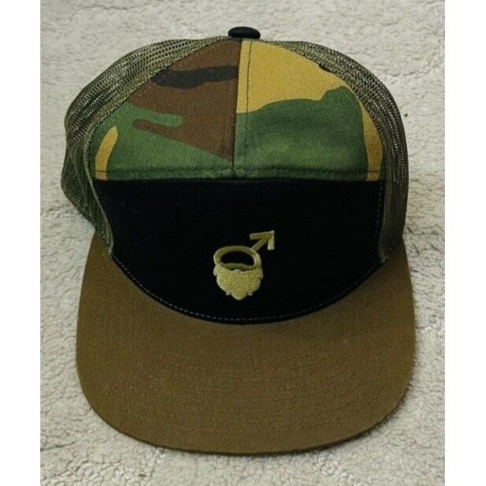 Trucker Hat Men's OS Camo Olive Green‎ Embroidered Logo Adjustable Snapback